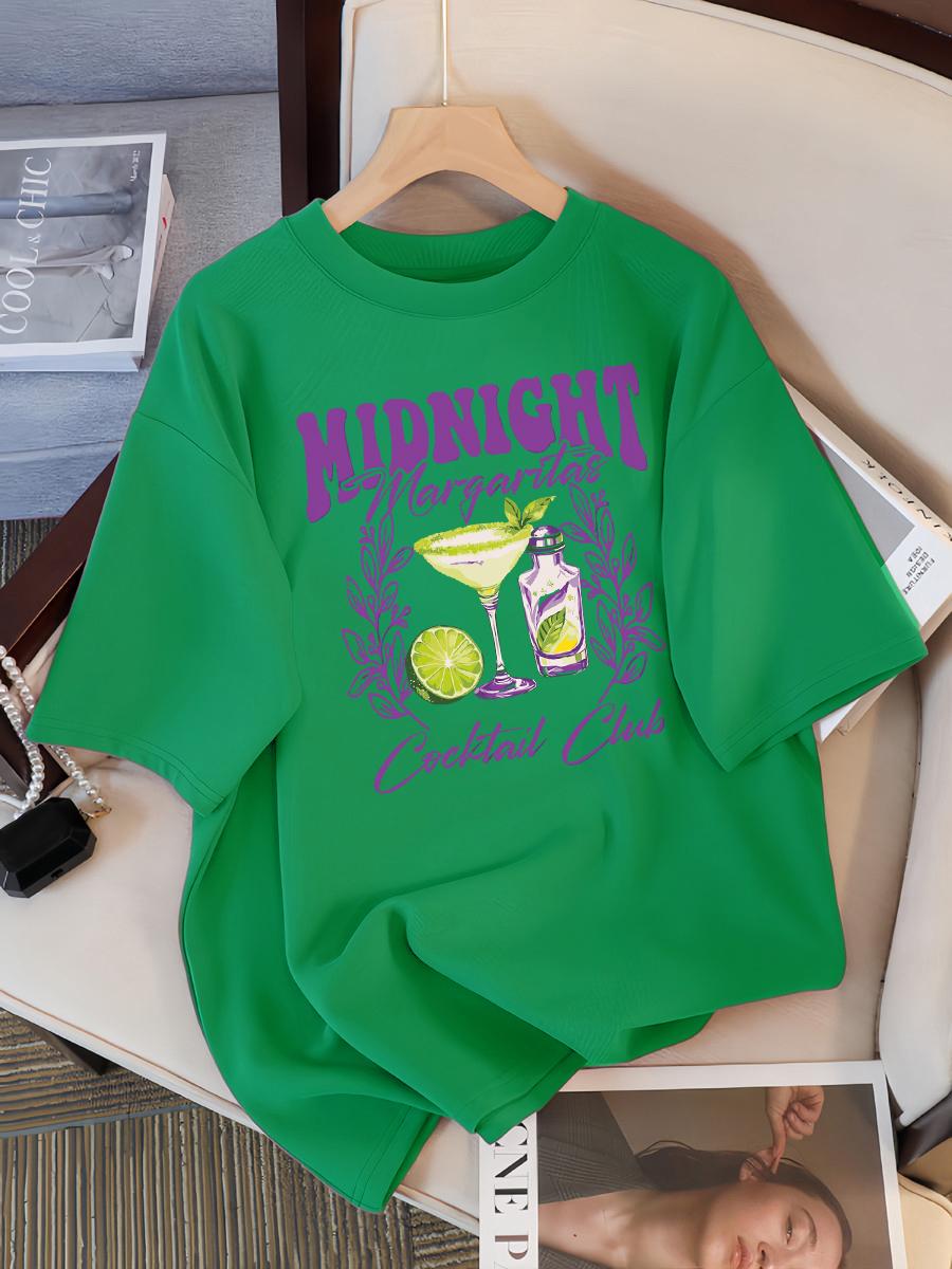

Дизайнерские футболки Midnight Margaret Cocktail Club с круглым вырезом, свободным коротким рукавом, модный хлопковый топ, повседневная летняя женская футболка 4XL