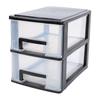Schreibtisch mit 2 Schubladen, Kunststoff, stapelbar, transparent, Desktop-Aufbewahrungsbox für Büromaterial, für Zuhause, Wohnheim