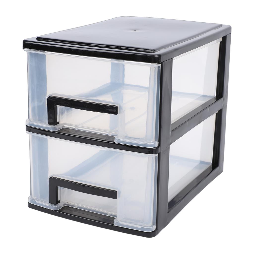 Schreibtisch mit 2 Schubladen, Kunststoff, stapelbar, transparent, Desktop-Aufbewahrungsbox für Büromaterial, für Zuhause, Wohnheim