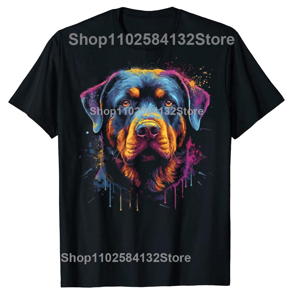 Funny Cute Rottweiler Dog Lover Colorful Graphic Tshirts Unisex Womens Fashion Casual Tshirt 100 Cotton Loose Oversized T Shirt