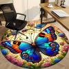 1pc Butterfly Floral Art Chair Carpet for Office, Round Non Slip Durable Large Size Office Carpet, Suitable for Office