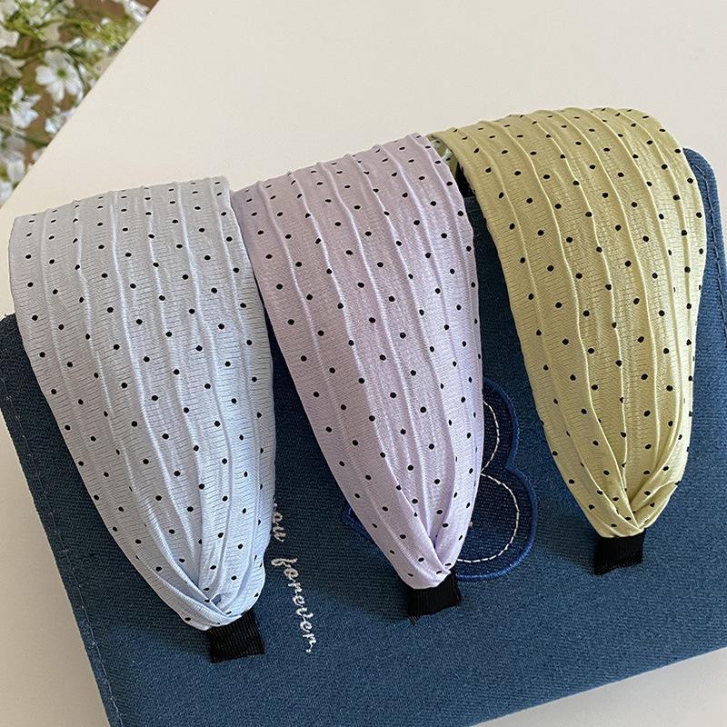 Korean Spring and Summer Fresh Wide-edged Polka Dot Headband Women's  New Pressure Hairpin Fashion Headband Hair Accessories