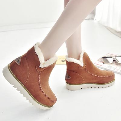 Warme Bont Dames Sneeuwlaarzen Platte Platform Winterschoenen Flock Enkellaarsjes Damesmode Antislip Basis Sneeuw Casual Schoenen 258