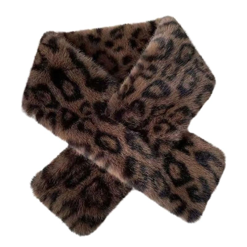 

Comfortable and Stylish Leopard Pattern Neck Warmer Soft Faux Furs Winter Scarf for Keeping Warm in Chilly Weather