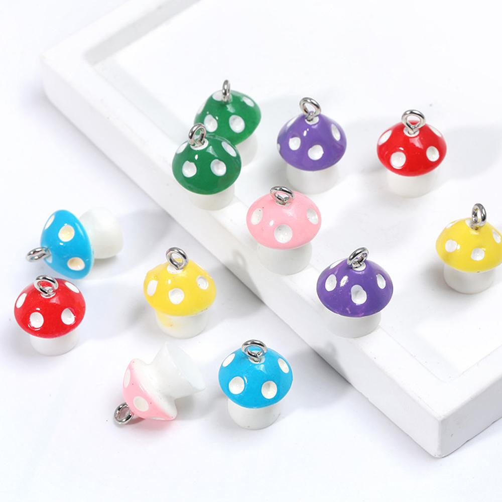 10Pcs Colorful Cute Enamel Red Mushroom Alloy Pendant for Women's Earrings Bracelet Jewelry Made of Charm DIY Necklace Ornaments