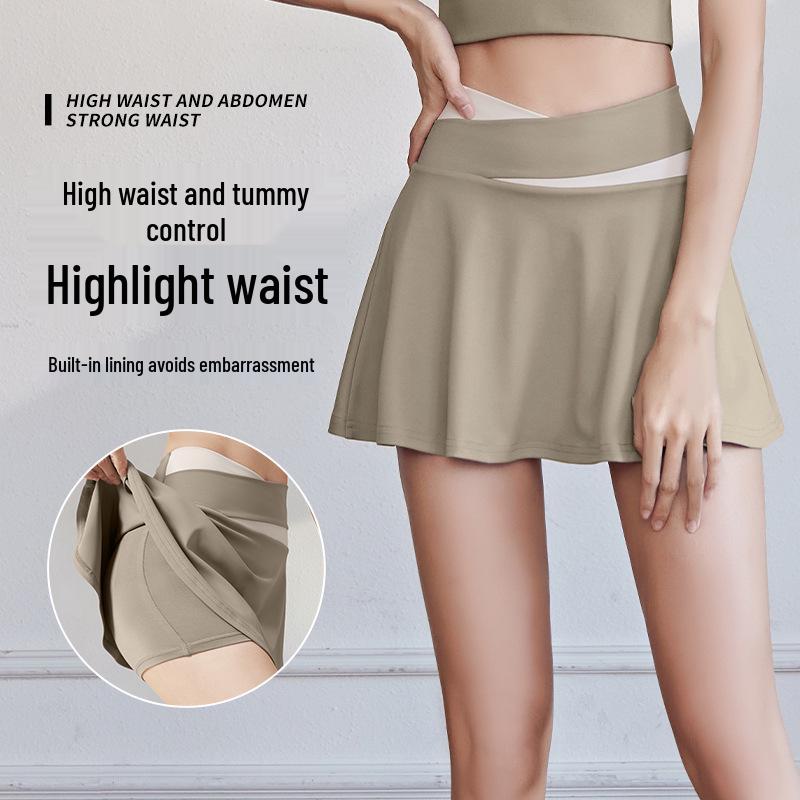 Quick-Dry Colorblock A-Line Skort for Outdoor Sports & Yoga