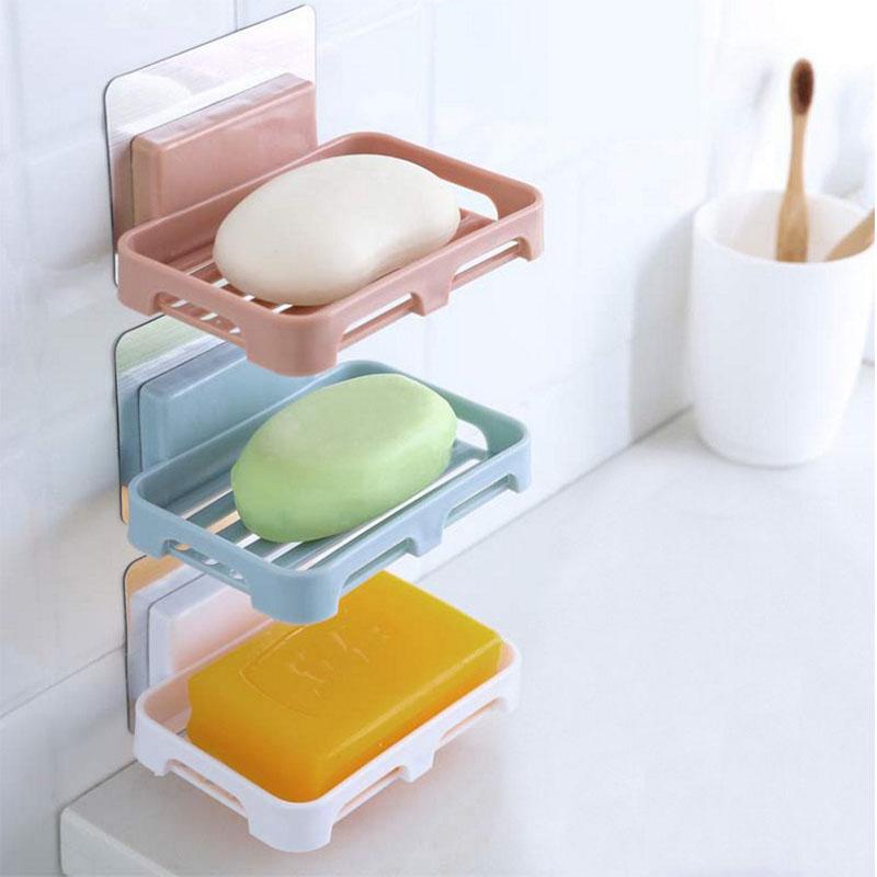Toilet Drained Soap Box Wall-mounted Soap Rack Bathroom Wall Without Punching Storage Soap Box Household Traceless Single Layer