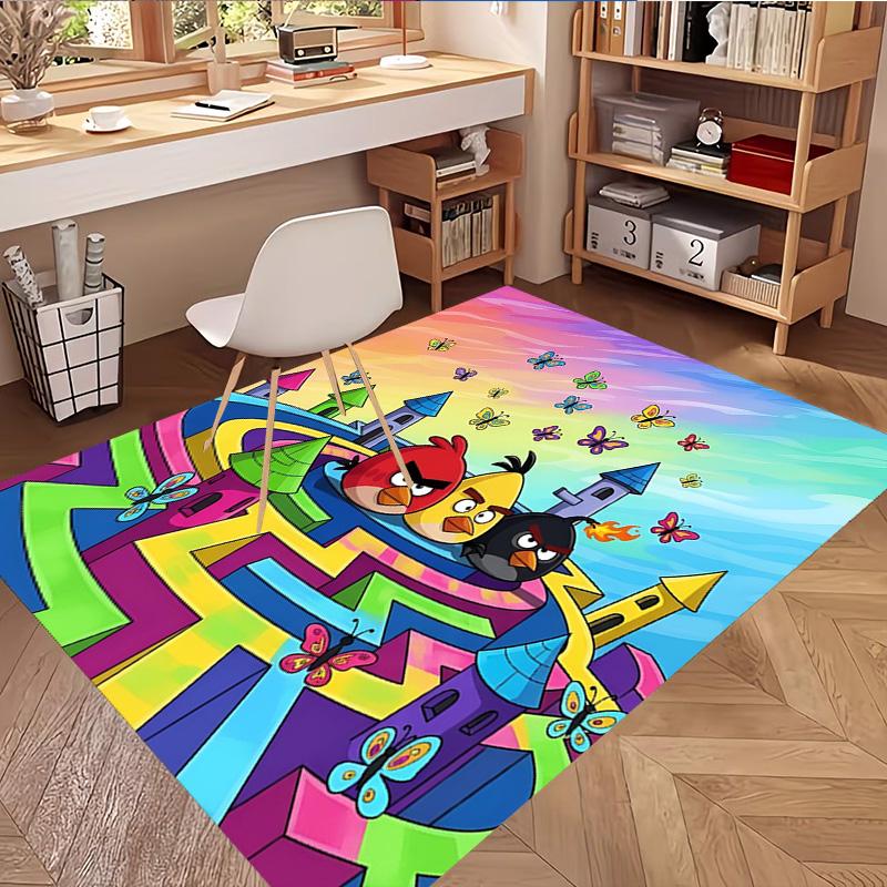 Angry Birds Print Rug, Washable Floor Carpet, For Entryway Dorm Laundry Room Office Study, Home Decor Birthday Christmas Gift