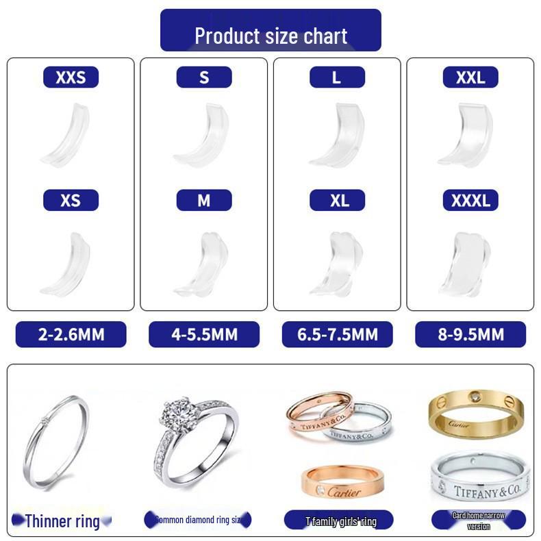 Set garnituri inel moale invizibil: Măsuri de inel ajustabile, confortabile, din opt piese, cu diamant