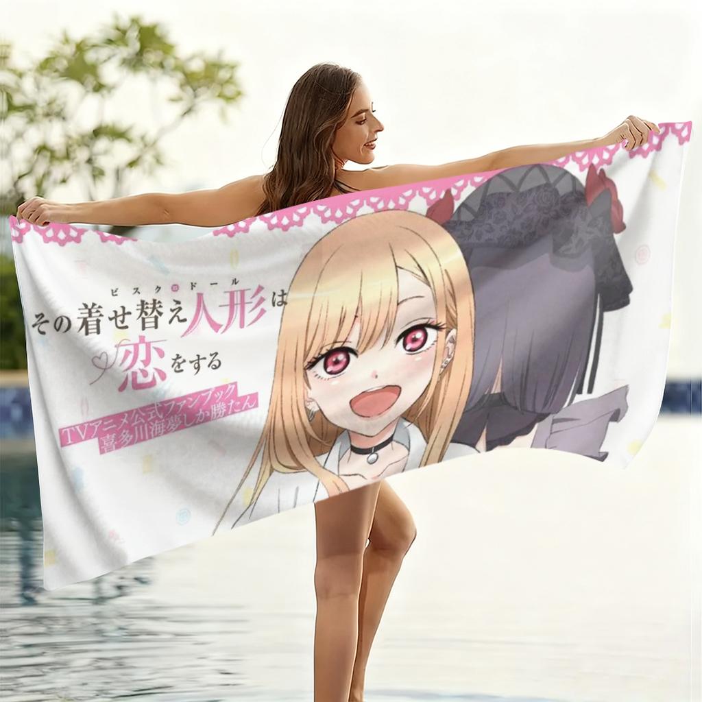 VIKAMA My Dress Up Darling Marin Kitagawa Strandtuch Schnelltrocknend Geeignet für Schwimmen Strand Pool Fitnessstudio Sommergeschenk für Freunde