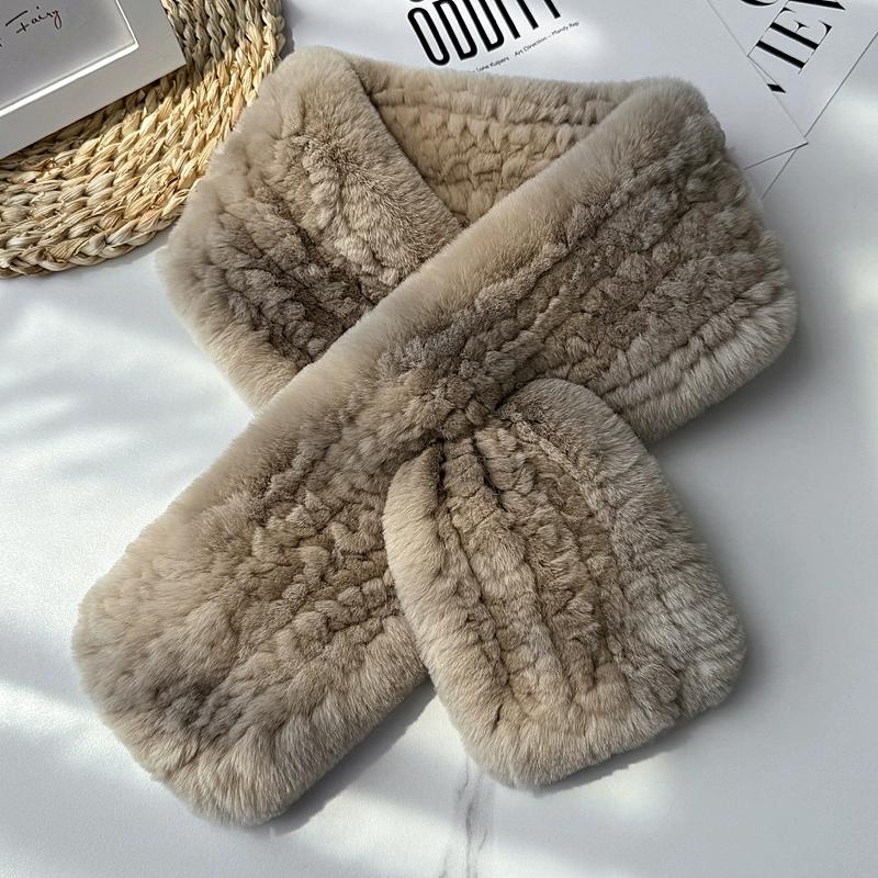 Otter Rabbit Scarf Women's Temperament Versatile Cute Neck Pad Thickened Warm Scarf Reversible Real Wool Woven Fur Collar