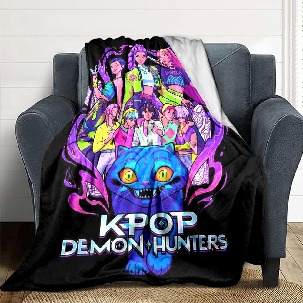 Kpop Demon Hunters Blanket Soft Throw Blanket For Home Bedroom Bed Sofa Travel Office Solid Christmas Blanket