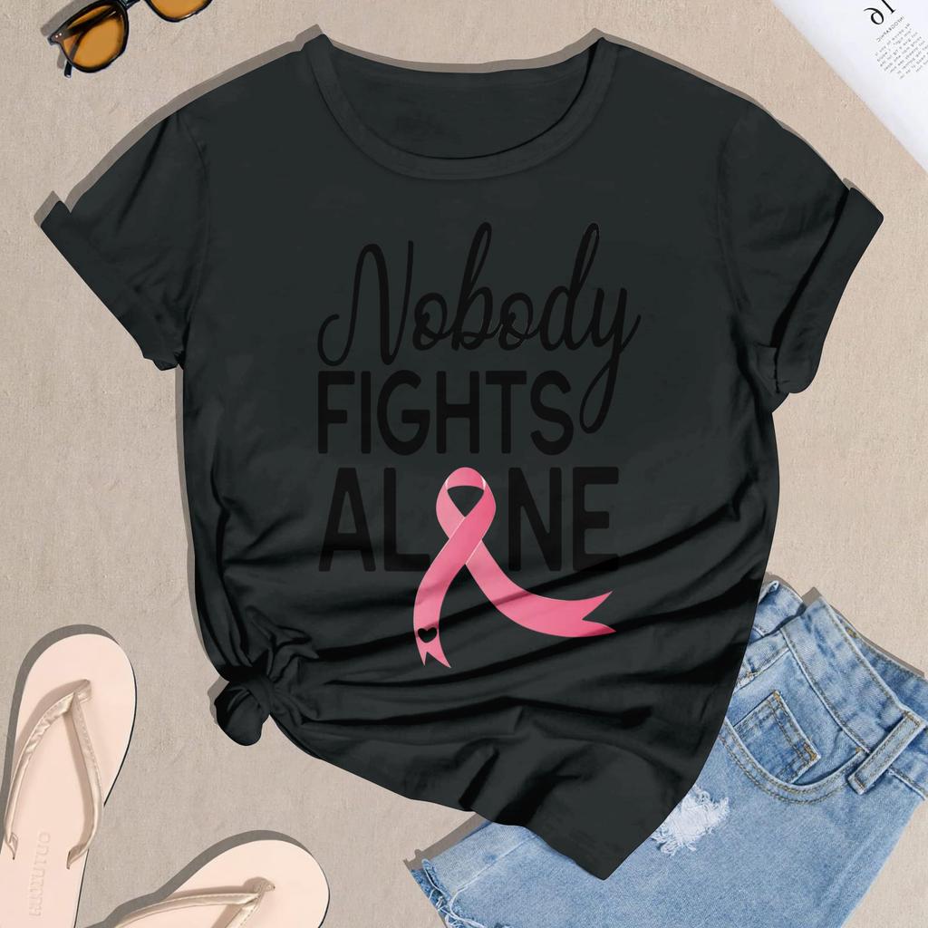 Women's Casual Halloween Breast Print T-Shirt Round Neck Pullover Short Sleeve Top