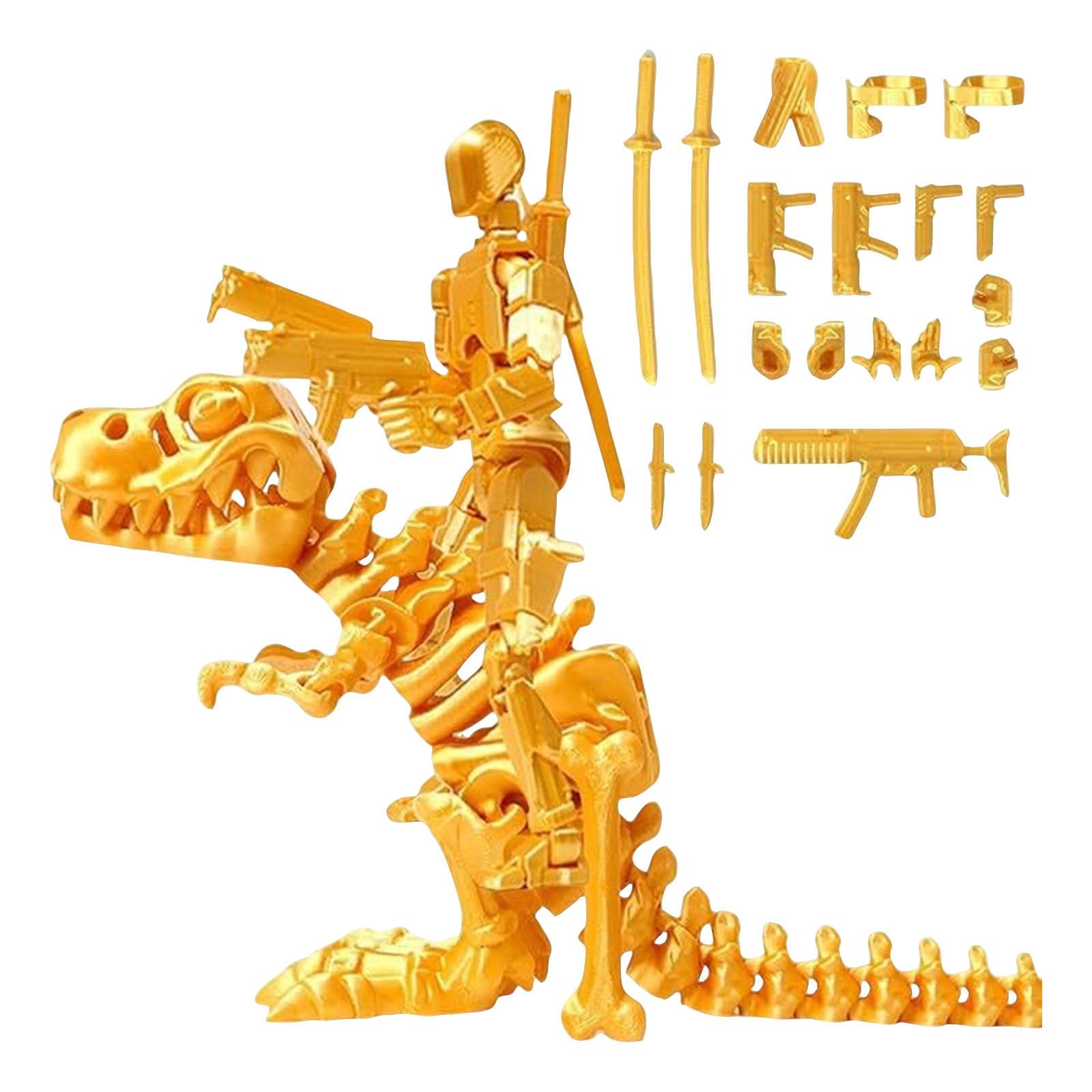 

3D Printed Dinosaur Skeleton, Ornament, Joints Movable, Handmade Dinosaur Bones золотой