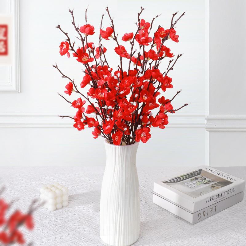 4pcs Artificial Plum Blossom Bunch Set, Realistic Plastic Flowers for Home, Office & Party, No Vase Included, Artificial Flowers