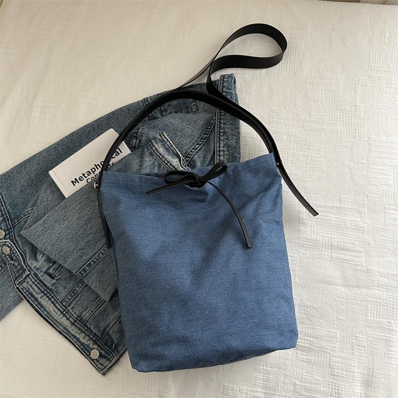

Fashionable Canvas Bucket Bag For Women Available In Black Light Blue And Dark Blue темно-синього кольору