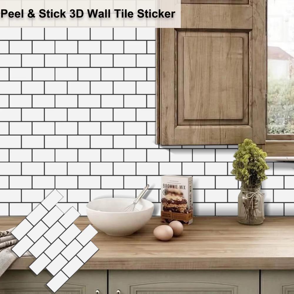 New PVC Wall Stickers Self Adhesive Waterproof Backsplash Wall Decals 3d Brick Peel and Stick Subway Tiles Bathroom Kitchen