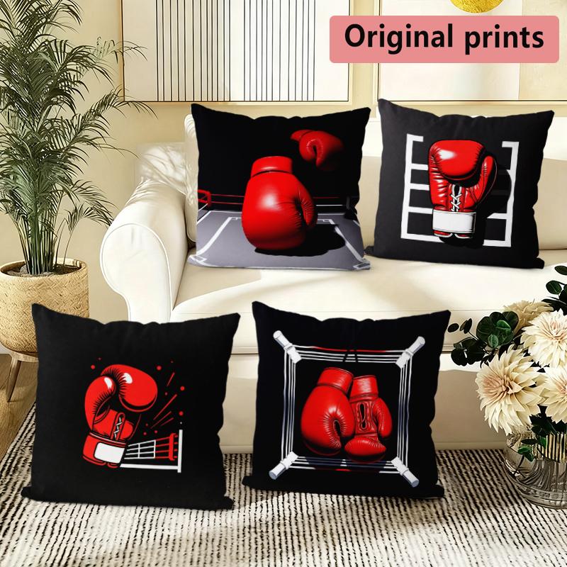 Boxing Glove Sport Themed Throw Pillow Covers Pattern Cushion Cover Suitable For Sofa Bedroom Car Pillow Cover