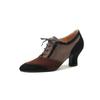 Fashion 2025 New Spring Autumn Retro Mature Women Pumps Office Ladies High-heeled Lace-Up Genuine Leather Suede Shoes Woman High Quality