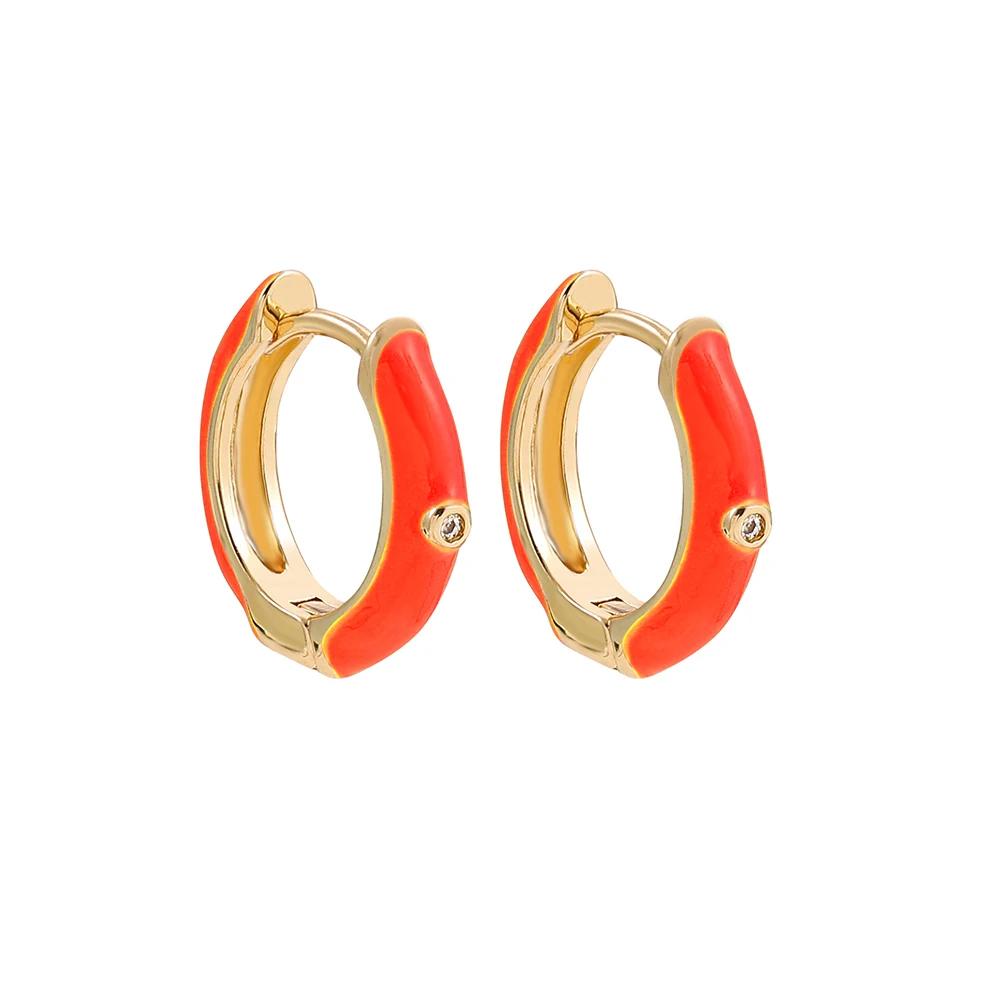 Vintage Multicolor Enamel Flower Round Hoop Earrings Boho Gold Color Circle Round Earrings Statement Jewelry Gifts for Women