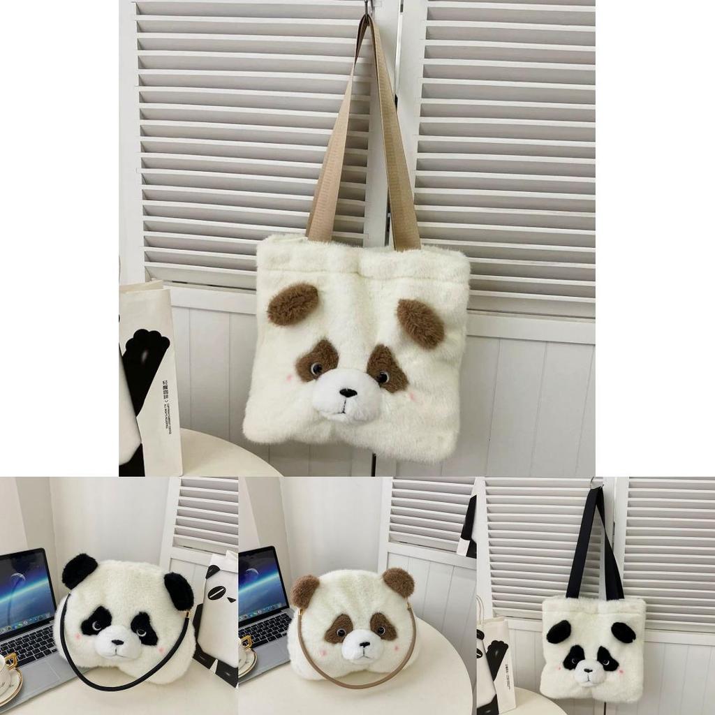 Panda Plush Bag With Zipper Closure For Daily Use And Cute Cartoon Style
