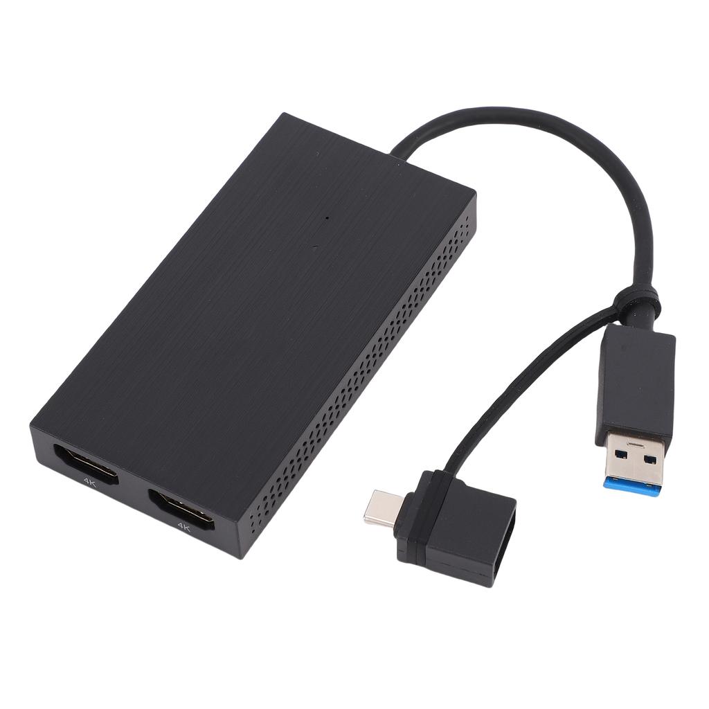 USB To Dual HD Multimedia Interface Adapter Splitter with Type C Converter 4K 60Hz for Dual Display Laptops Desktops Tablets