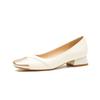 Super soft small man inner height increase 6cm ballet style splicing small square head shallow mouth pedal small thick heel single shoes female summer