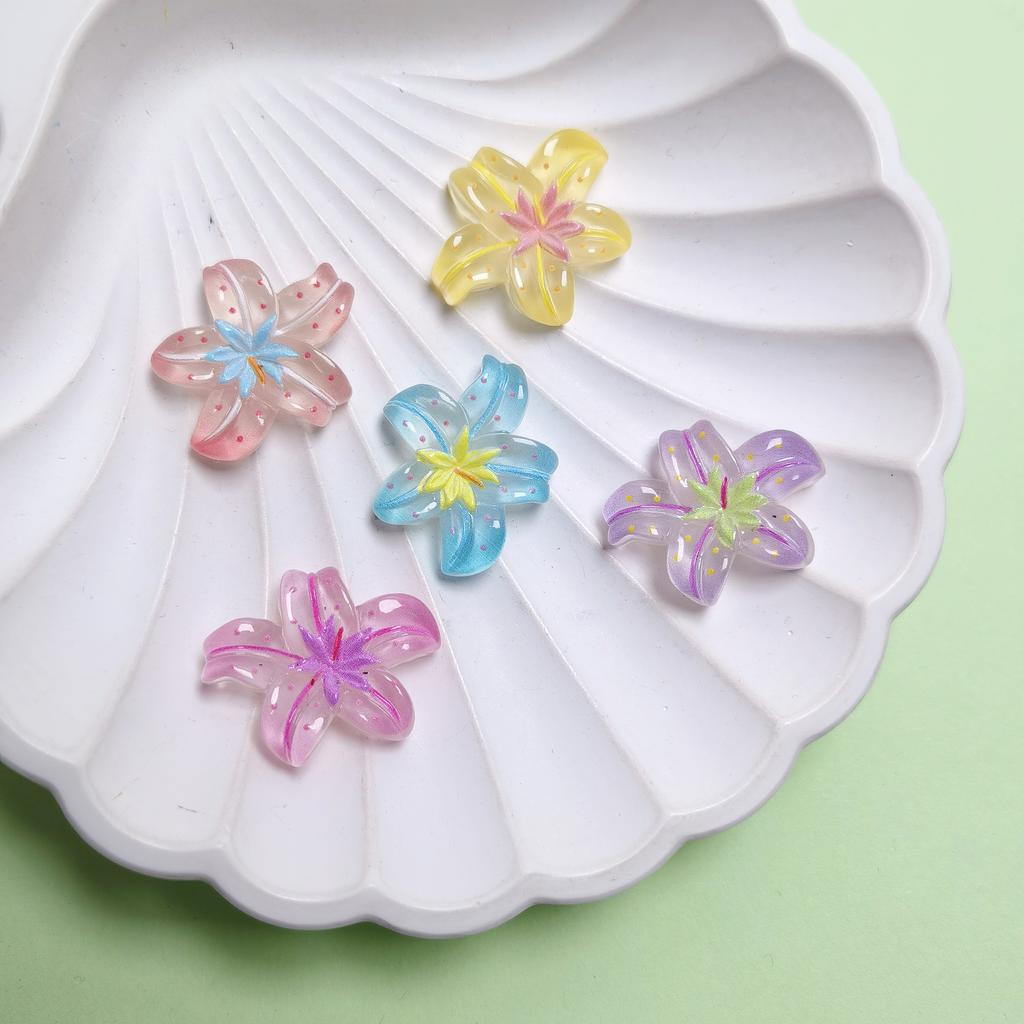 100pcs Transparent Flowers Nail Art Decorations Slime Charms Cabochons for Hairpin Phone Case Scrapbooking DIY Jewelry Craft