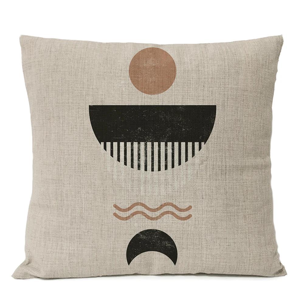 Boho Bohemia Geometric Floral Pillow Cover Leaves Cushion Sun Moon Throw Linen Pillowcase Home Decorative Decor Sofa Cushions