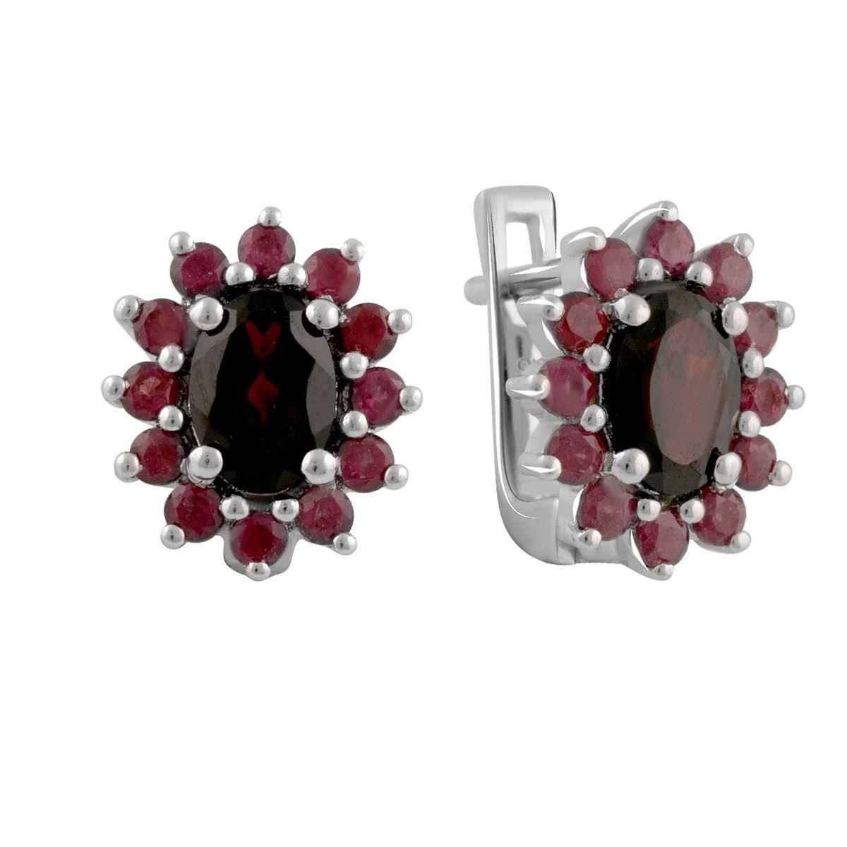 

Срібні сережки з натуральним гранатом 2.66ct, рубіном (2090854) rubine червоний колір
