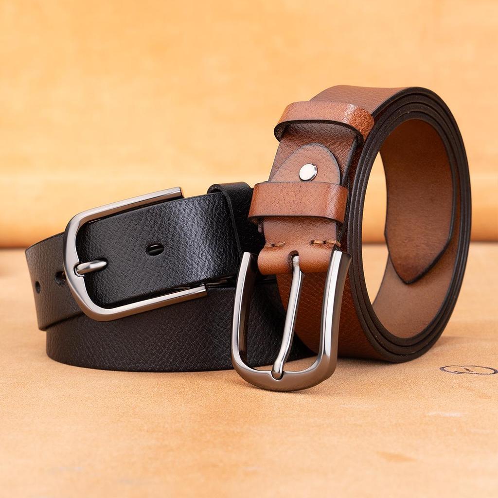 Men's Retro Genuine Cowhide Leather Jeans Belt