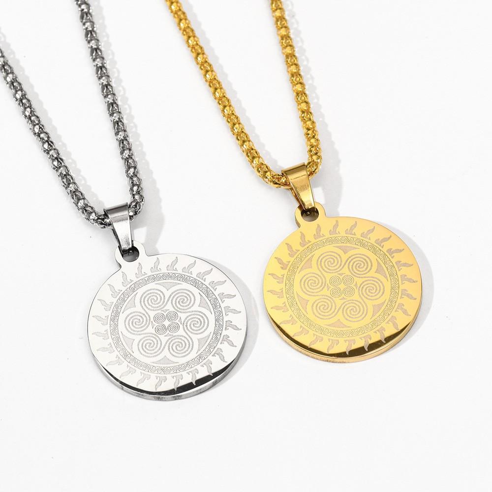 Celtic Sun Celtic Spiral Spin Pattern Pendant Necklace
