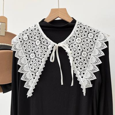 Korean Fashion Lace Flower Fake Collar Hollow Out Doll Collar Shawl Wrap Girls Detachable Embroidery Lace False Blouse Collar