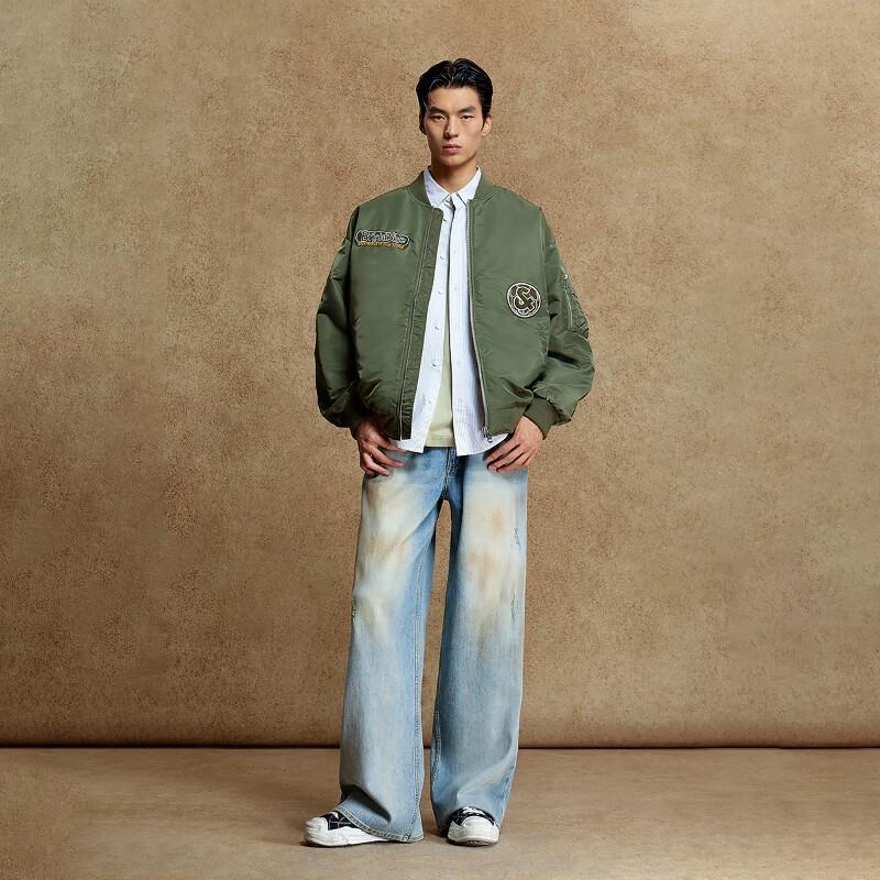 JACK&JONES Men's Towel Embroidery Baseball Collar Padded Jacket