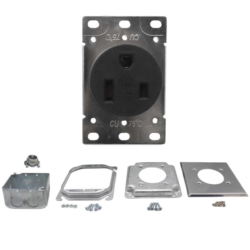 NEMA 6 50R 50A Power Outlet Receptacle, Electrical Socket for Welders, Plasma Cutters, Electric Ranges, Dryers, and