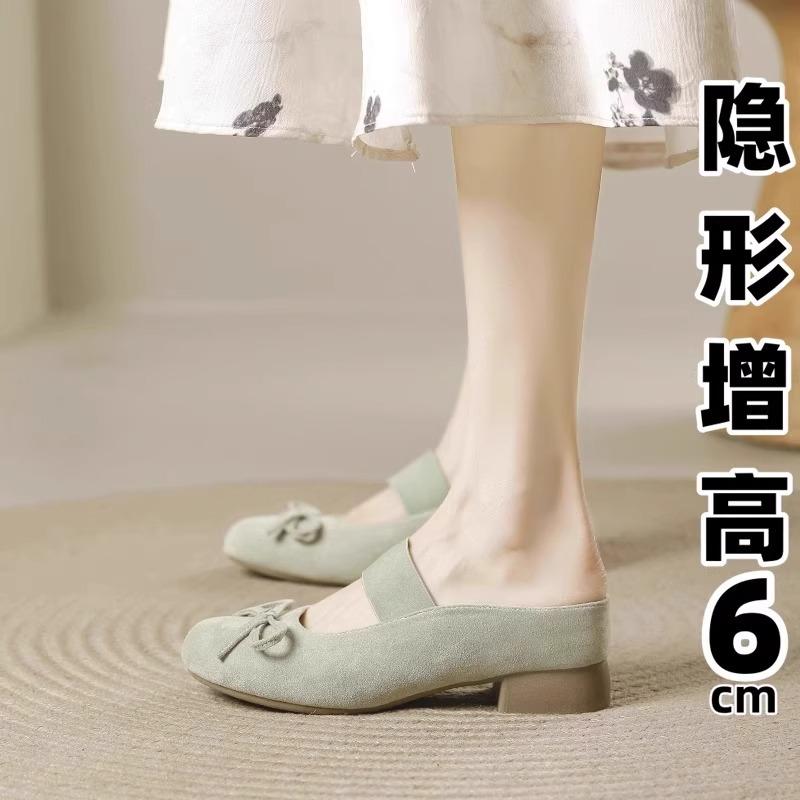 Fashion Slippers Women Summer Square Heel Increased Internal Slides Shoes Cover Toe Pantofle Block 2025 Increased Internal Female Shoes