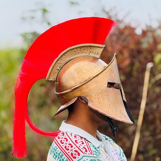 Spartan Helmet with Red Plume  Greek Warrior Helmet Medieval Helmet for , Cosplay  Collectibles Gift for Him.
