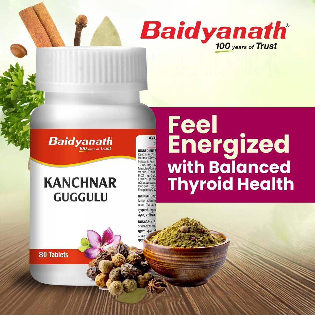 Baidyanath Kanchnar Guggulu Ayurvedic Tablets For Hormonal Balance, Joint Health And Detox Support – 160 Tablets Herbal Supplement