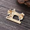 Creative Rhinestone Black Enamel Sewing Machine Brooches For Women Men Vintage Fashion Punk Sewing Instrument Buckle Pin Jewelry