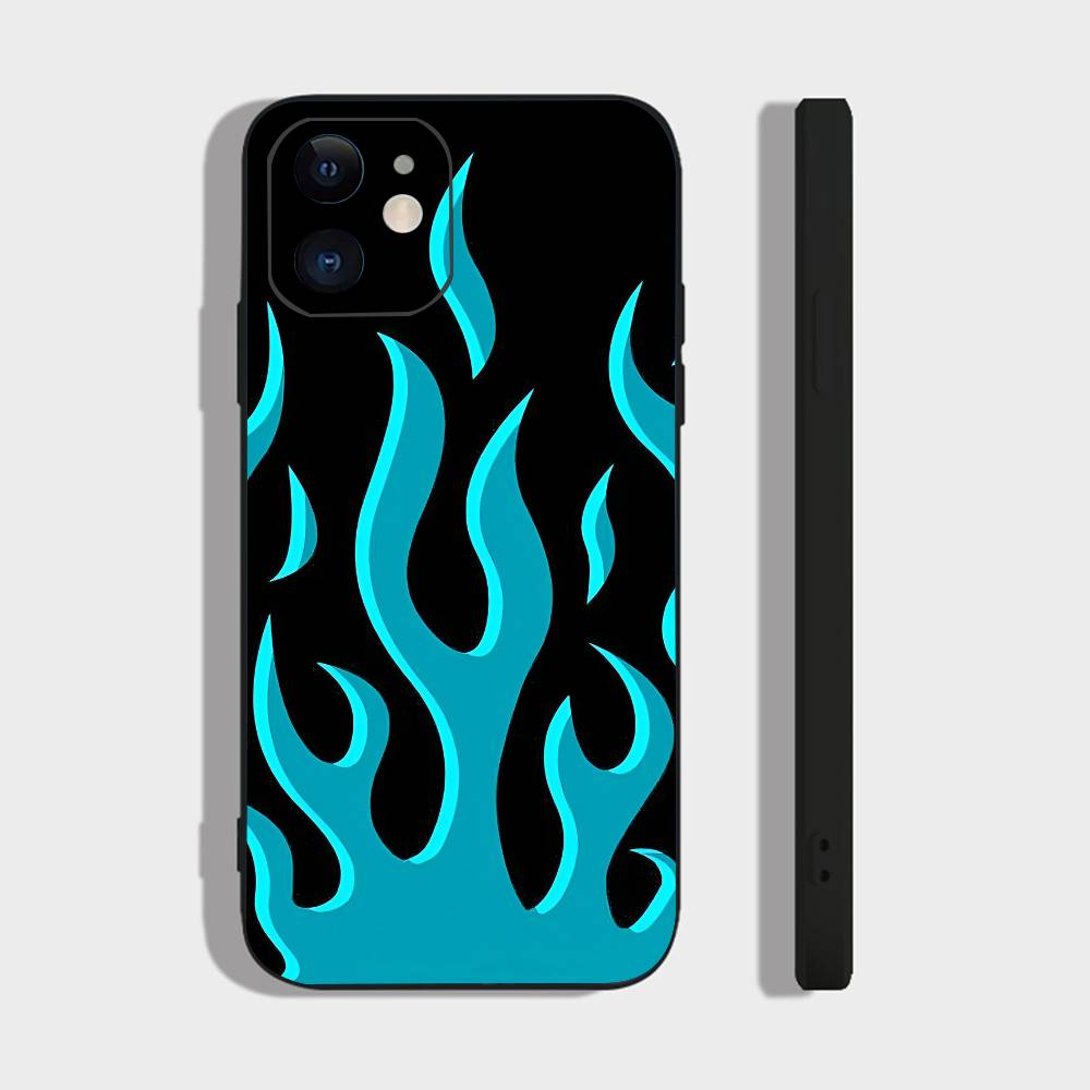 Fire For IPhone 13,17,11,12,16,14,15,Plus,Pro Max Soft Silicone Black Phone Case