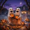 Cute Acrylic Halloween Ghost Stake 2D Flat Trick Or Treat Halloween Ornaments Plate Floor Socket Pumpkin Garden Decoration Lawn