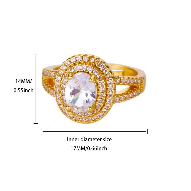 Hot Sale Full Diamond Ring Fashion Temperament Open Simple Sugar Cube Zircon Group Set Luxury Diamond Ring New