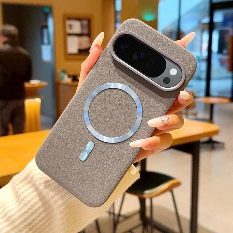 Plain Leather with Magnetic Ring Case For Google Pixel 10 Pro XL Pixel 10 pro 10a Lens Heightening Protects Camera Cover