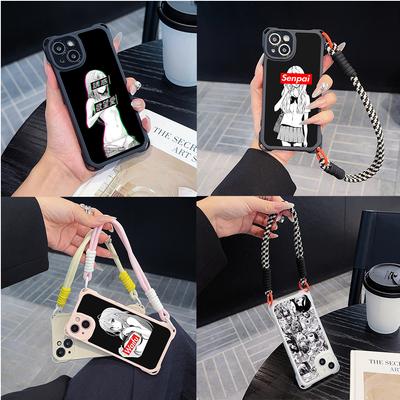 Ae81 Hentai Harajuku Anime Girl Art Soft Phone Cases for iPhone 16 15 14 13 12 11 Pro Max 8 Plus with Wrist Strap Lanyard Corner Protection Back Cover