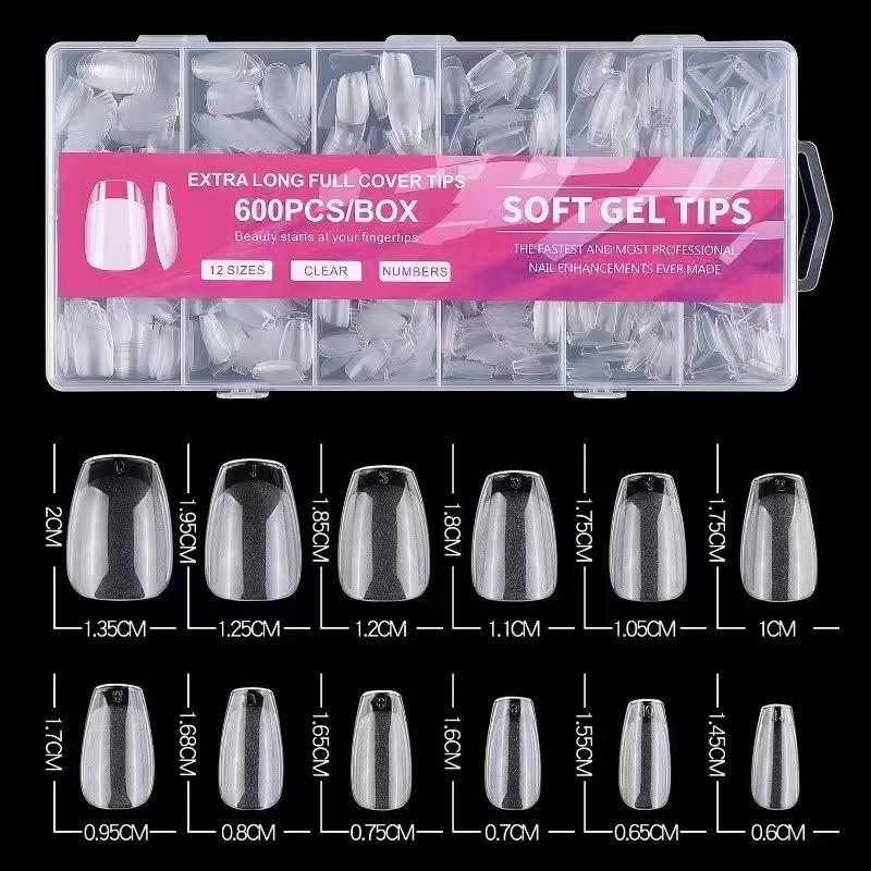 Ultra-Short Trapezoid Almond Nail Tips - Dual-Use, Full & Half Cover, Ultra-Thin, Seamless Design