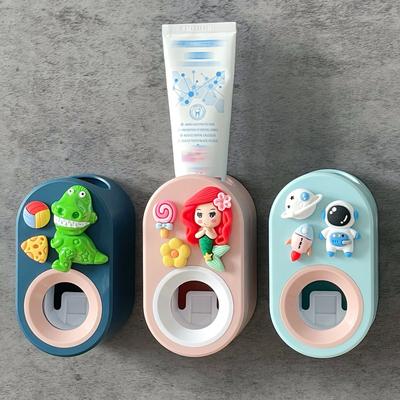 Easy-Install Dinosaur Cartoon Toothpaste Dispenser - No-Drill Wall Mount, Automatic Squeeze Holder for Bathroom Accessories