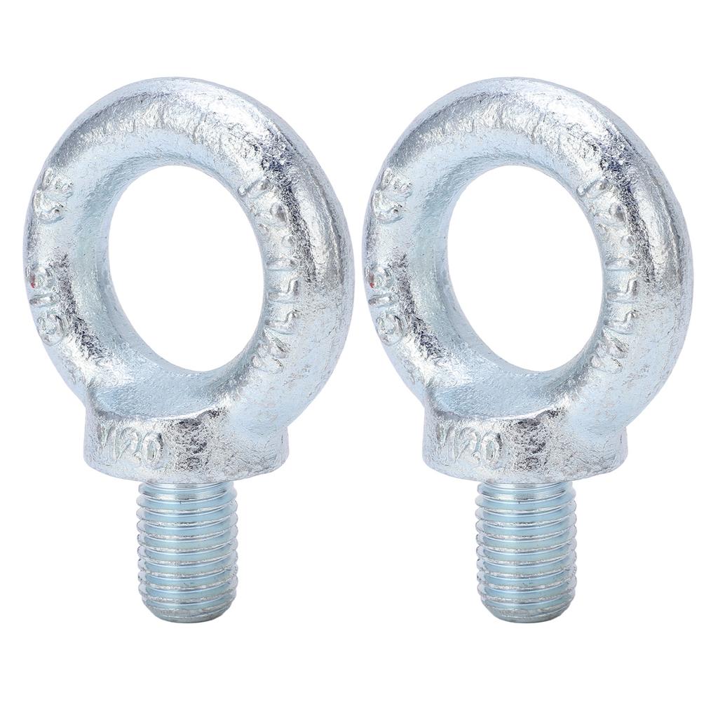 2PCS Lifting Ring Bolts Galvanized Carbon Steel Eyebolts Deep Threaded Lifting Shoulder Eyebolt M20