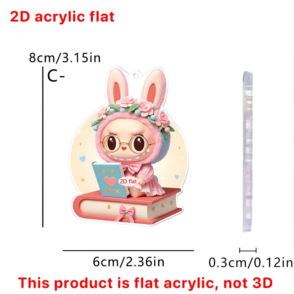 Çok Satan 3 adet Sevimli Çizgi Film Pembe LABUBU İnsansı Bebek 2D Akrilik Yaratıcı Anahtarlık Kolye Çanta Aksesuarları