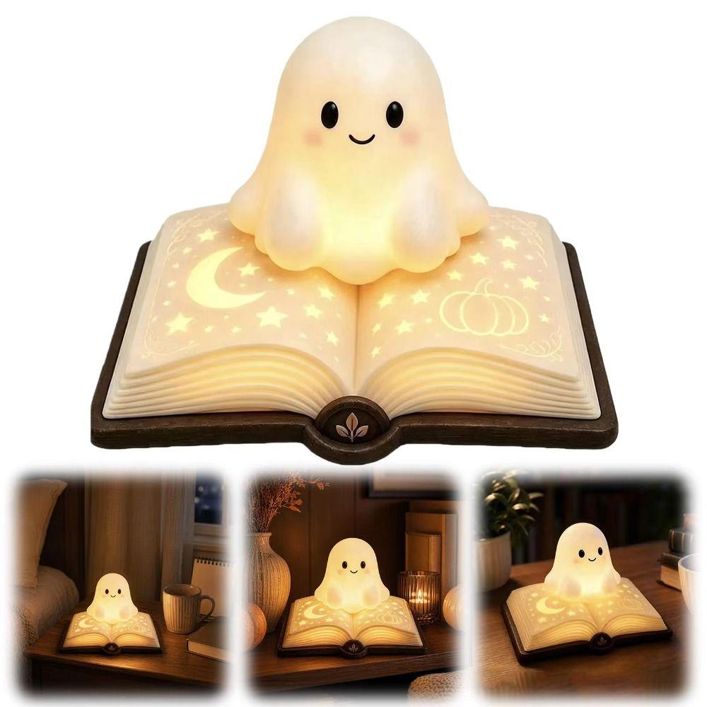 Warm Glow Resin Night Light Compact Design Desktop Ornament Ghost Night Light Holiday Gifting