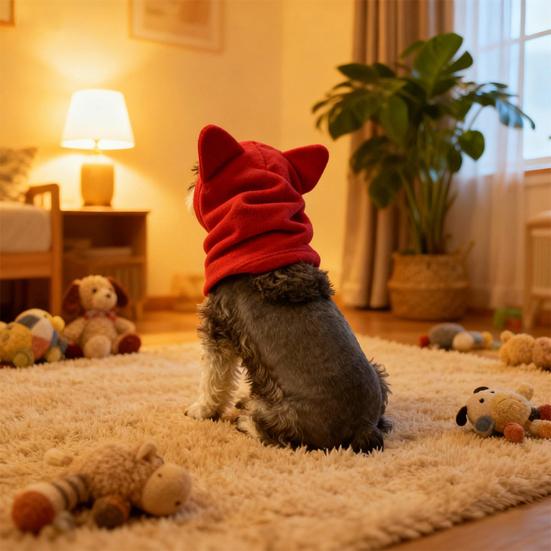 Psí nákrčník Zimní kapuce Teplá kapuce pro mazlíčky s ochranou uší Fleecový ohřívač krku se stahovací šňůrkou pro psy a kočky